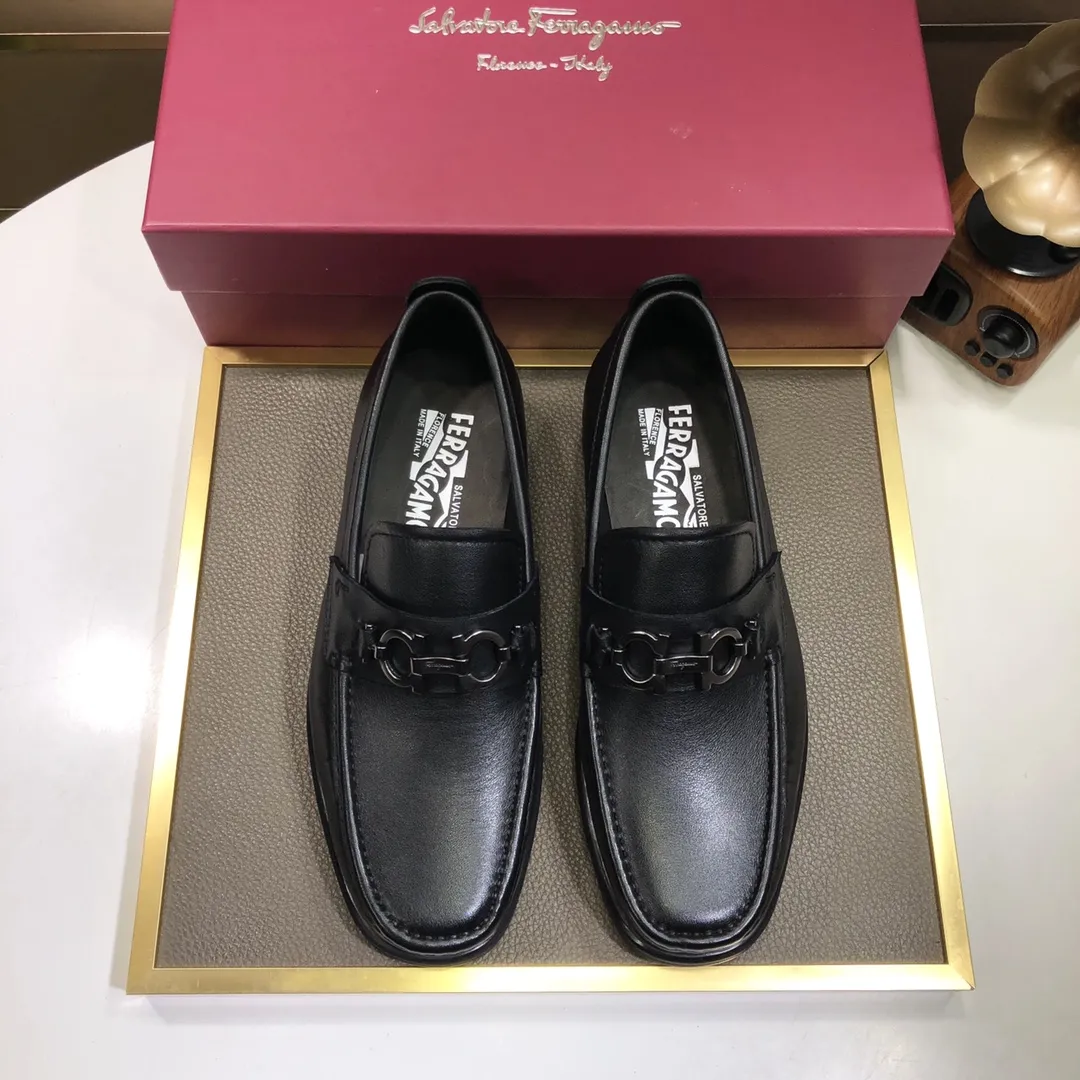 Men's shoes 💰500💰[Ferragamo/Ferragamo] The latest model in the counter. Original imported cowhide fabric + 🐂 water-dyed sheepskin lining + original luxury metal buckle + original combined outsole. Comparison without pressure 38--45 (45 is custom-made and cannot be returned or exchanged)